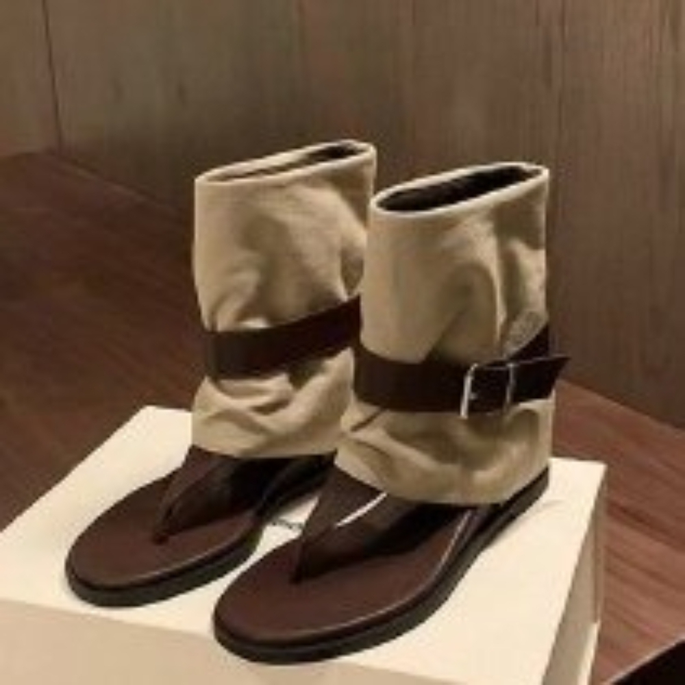 Suede Ankle Boot - Sandalias Vintage con Bloques de Color