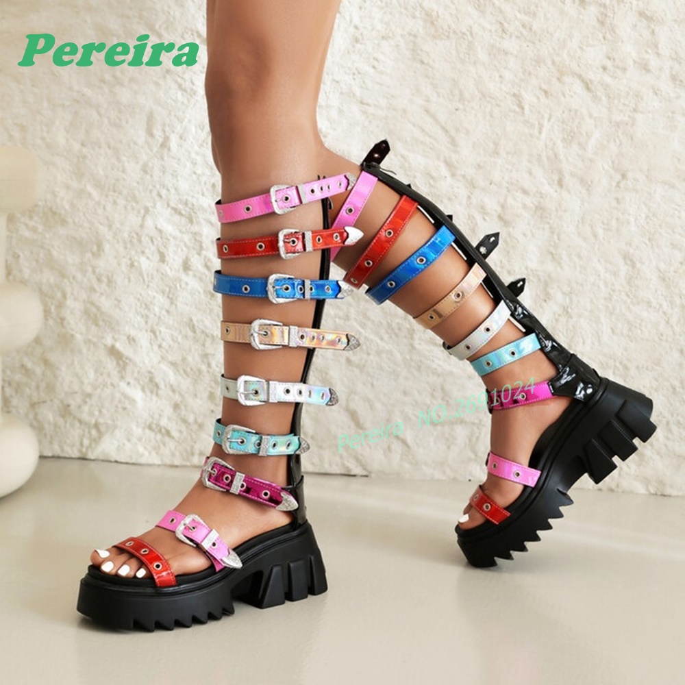 Sandalias de gladiador de caña - High Knee Heel Boots reseña y precio
