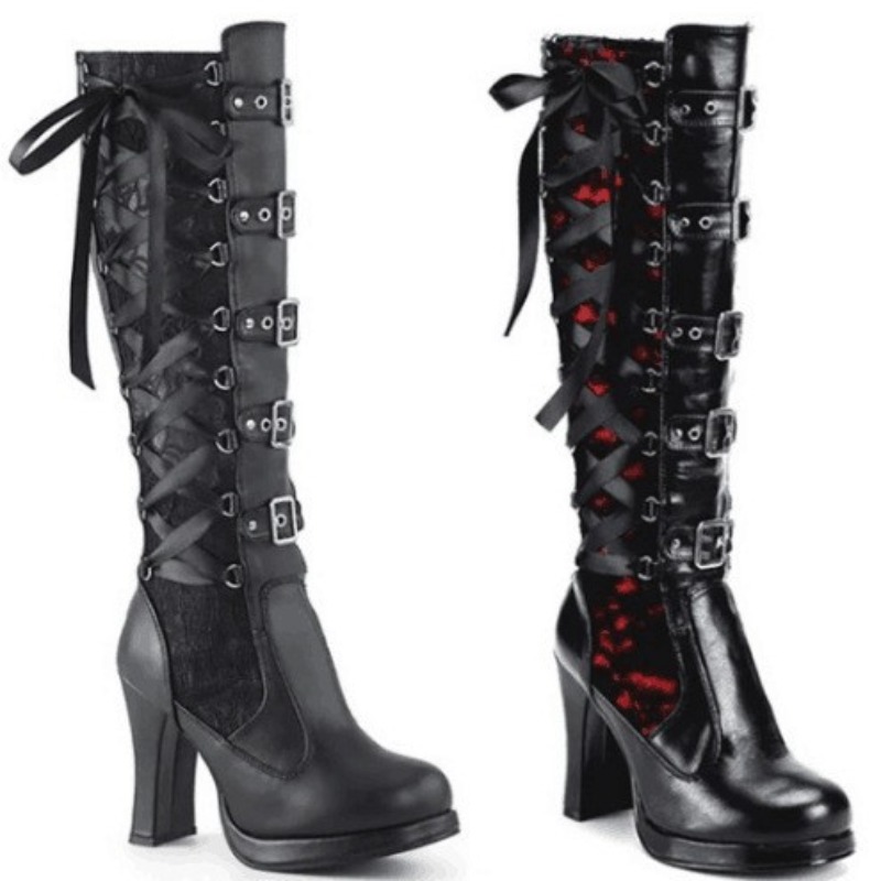 Botas Altas de Estilo Punk Gót - High Knee Heel Boots reseña y precio