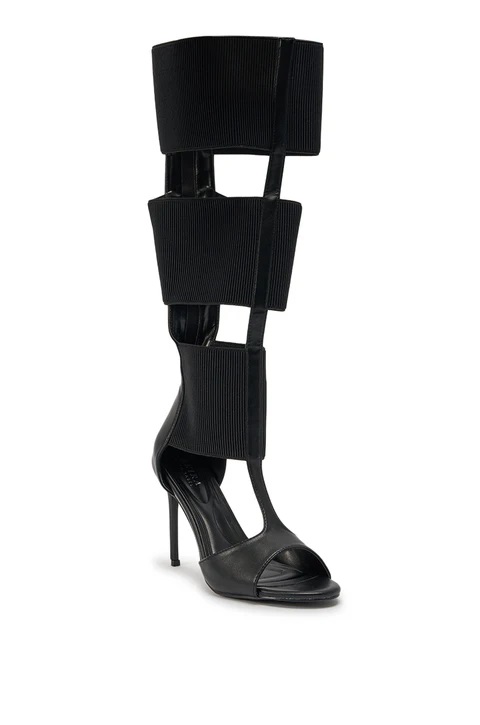 Botas de cuero negras anchas c - High Knee Heel Boots reseña y precio